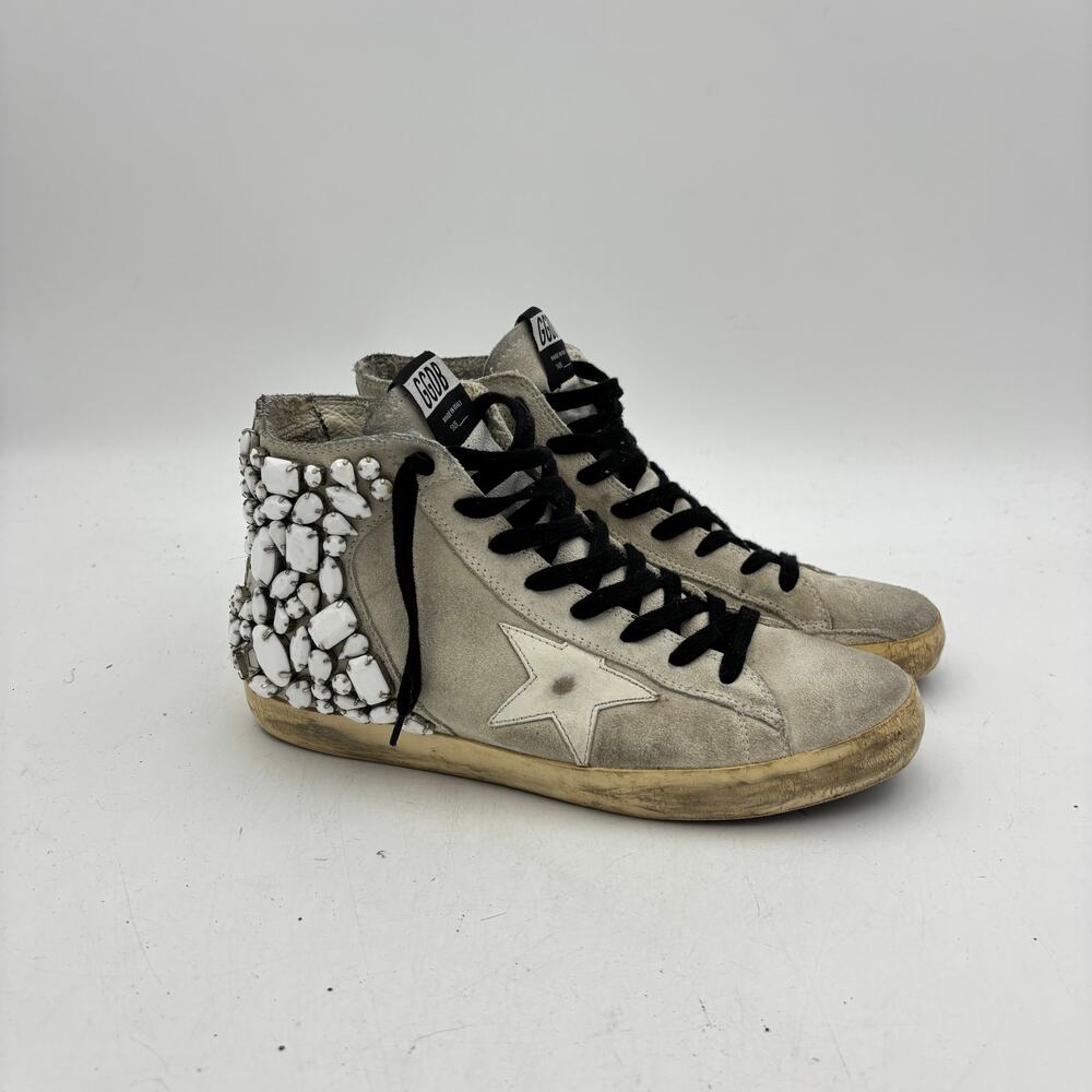 Golden Goose Francy Embelished Stones Hi Top Suede Sneaker Shoes Women's 39 US 9 - Picture 3 of 16